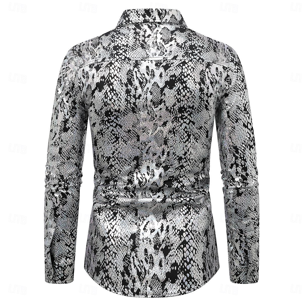 Disko 1980er Glänzend Metallisch Bluse / Hemd Maskerade Disco Herren Halloween Karneval Maskerade Leistung Veranstaltung / Fest Bühne Erwachsene Hemd Frühling & Sommer 2025 - $32.99 –P4