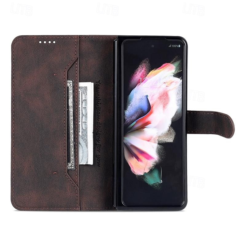 телефон Кейс для Назначение SSamsung Galaxy Z-образный сгиб 7 Z-сгиб 6 Z Fold 5 Z Fold 4 Z Fold 3 Кошелек для карт Полная защита тела Разъем для карты Защита от удара Ретро ПК Кожа PU 2025 - $15.99 –P6