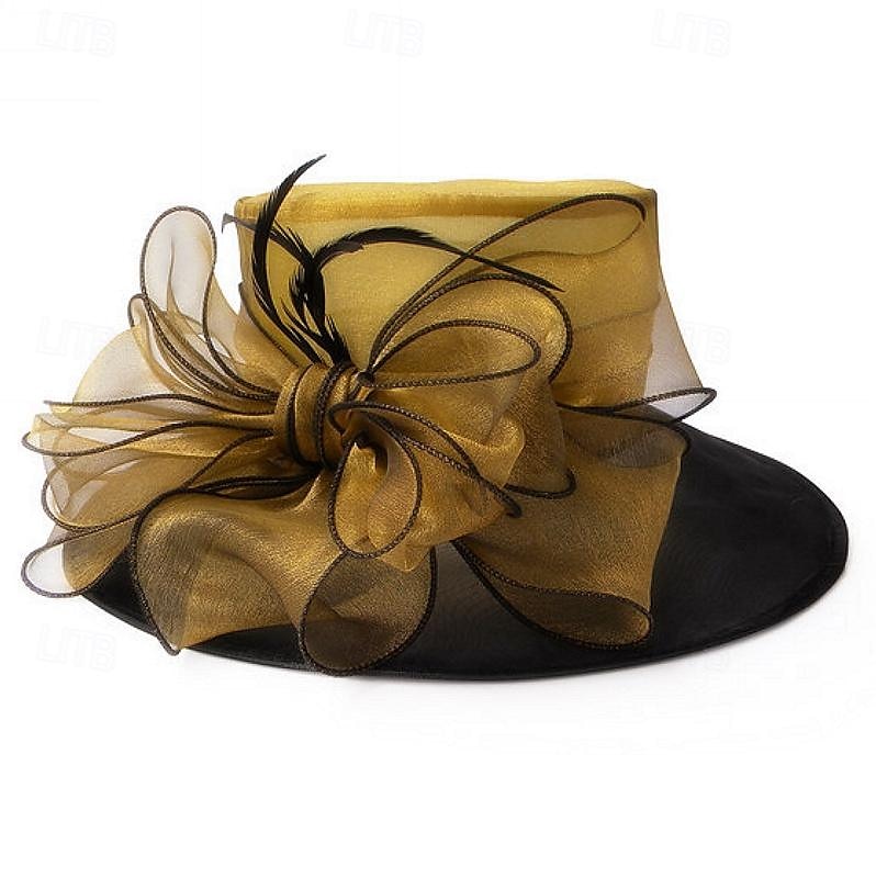 fascynatory kapelusze organza lodowy jedwab kapelusz kapelusz słońce ślub przyjęcie herbaciane elegancki ślub z kwiatowym nakryciem głowy z piór nakrycie głowy 2026 - $53.99 –P18