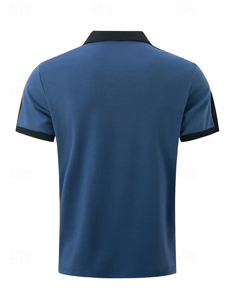 Men's Golf Shirt Golf Polo Work Casual Lapel Short Sleeve Basic Modern Color Block Patchwork Button Spring & Summer Regular Fit Wine Navy Blue sky blue Gold Beige Coffee Golf Shirt 2025 - $18.99 –P18