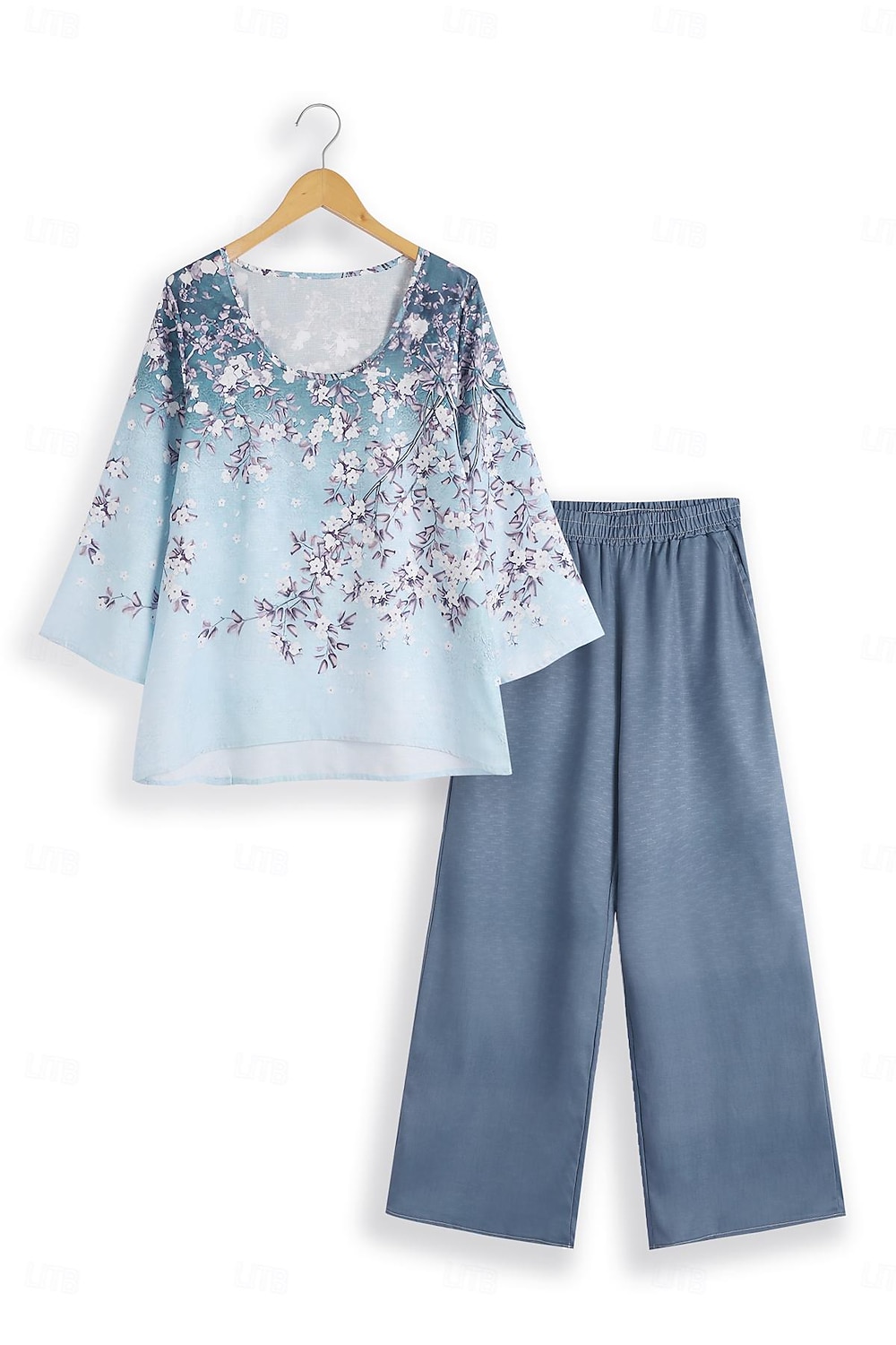 Completo da donna in 2 pezzi elegante moda streetwear camicia pantaloni pantaloni a gamba larga maniche lunghe collo a V stampa floreale casual vacanza rosa blu viola autunno e inverno vestibilità del 2026 a $45.99 –P4