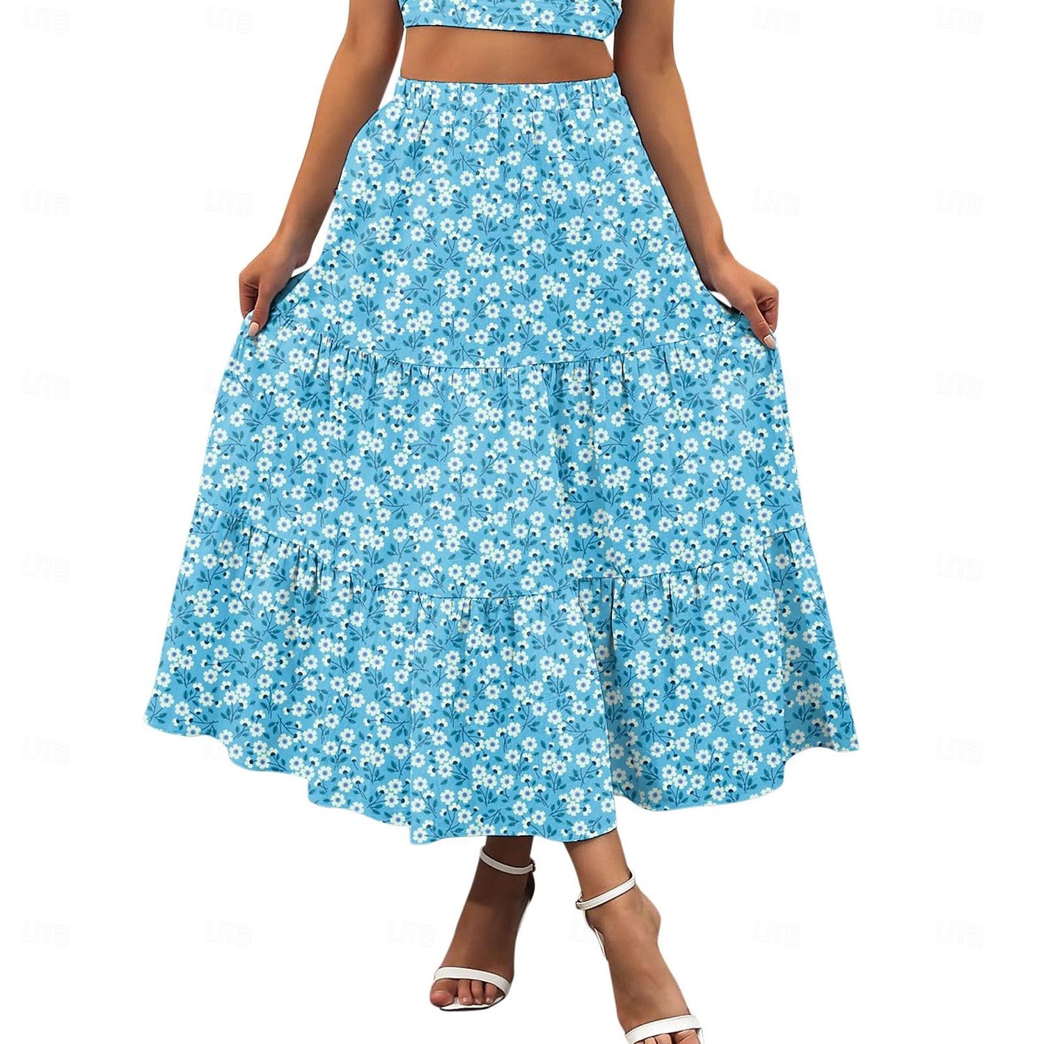 Women's Skirt A Line Swing Maxi Skirts Print Floral Holiday Vacation Summer Cotton Casual Boho Yellow Pink Red Navy Blue 2025 - $18.99 –P6
