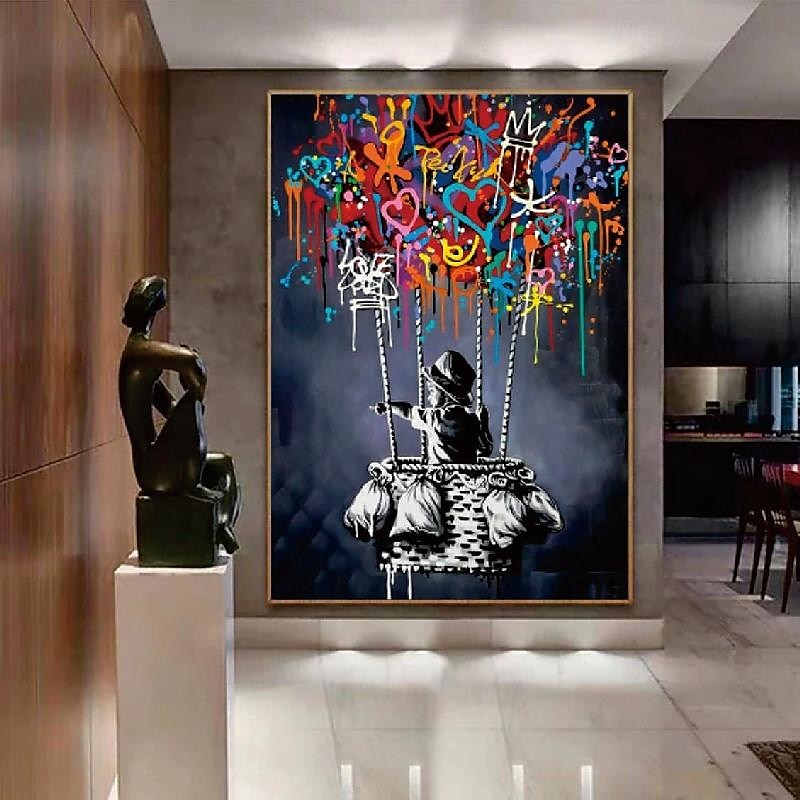 ručně vyráběné panoráma města pop art olejomalba street art malba texturované plátno umění panorama krajiny umění městské pouliční scéna malba moderní výzdoba obývacího pokoje 2025 - $150.99 –P7