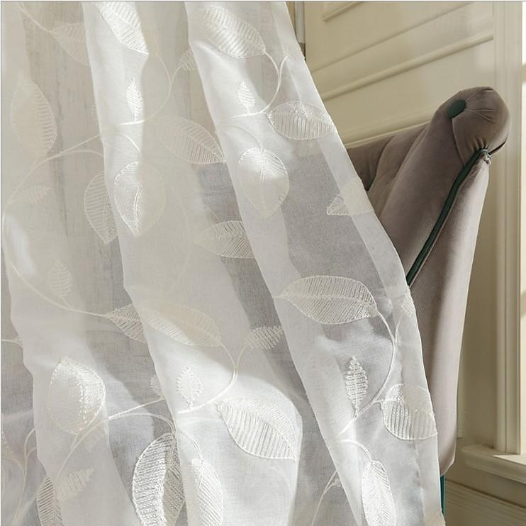 perdele albe transparente brodate lungi paravan semitransparent lasă perdele transparente pentru living dormitor 2025 - $37.99 –P2