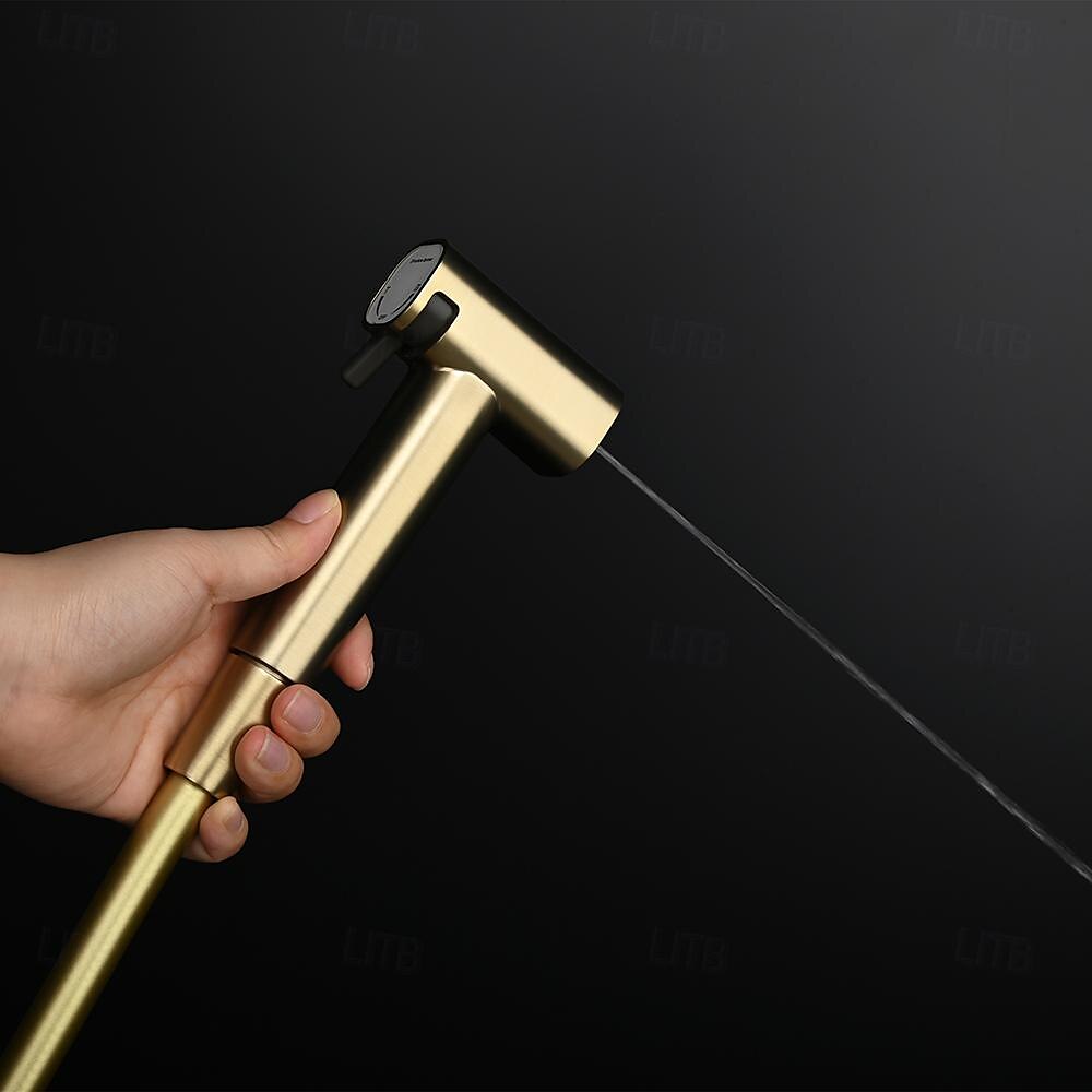 Brushed Grey Bidet Sprayer Concealed Button Brass Valve with Commodity Shelf Paper Holder Plastic Sprayer PVC Hose 2025 - $283.49 –P9