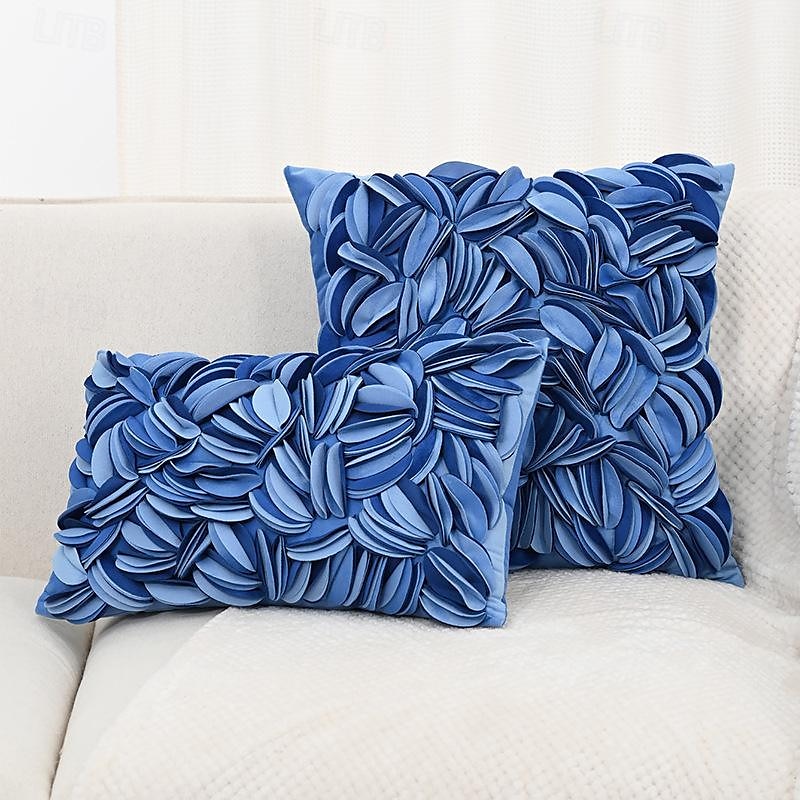 Capa de almofada feita à mão folha completa flor dupla floral capa de almofada de sofá 1 peça 45x45cm de 2025 por $23.99 –P1
