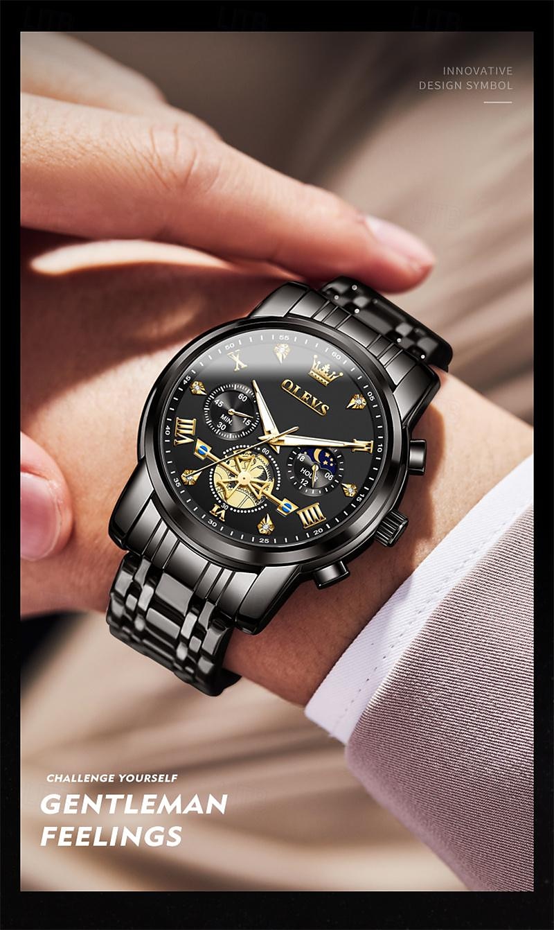 New Olevs Brand Men'S Watch Luminous Chronograph 24-Hour Indication Quartz Watch Business Steel Belt Men'S Waterproof Wristwatch 2025 - $34.99 –P13