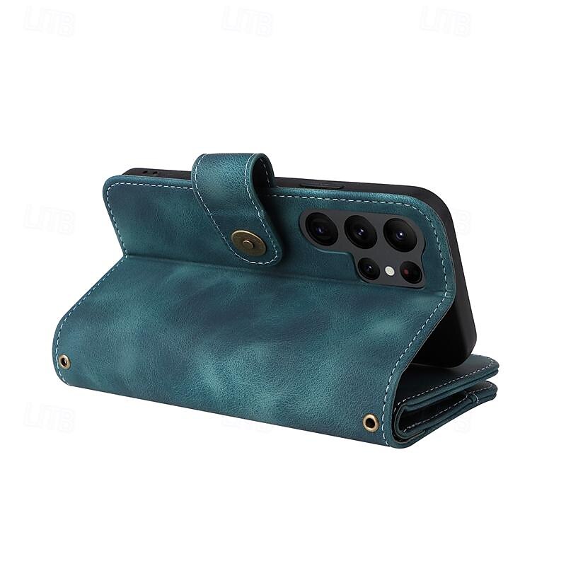 Phone Case For Samsung Galaxy S23 S22 S21 S20 Ultra Plus FE A73 A53 A33 A23 A13 Note 20 Ultra 10 Plus Wallet Case Zipper Full Body Protective with Wrist Strap Retro TPU PU Leather 2025 - $24.99 –P12