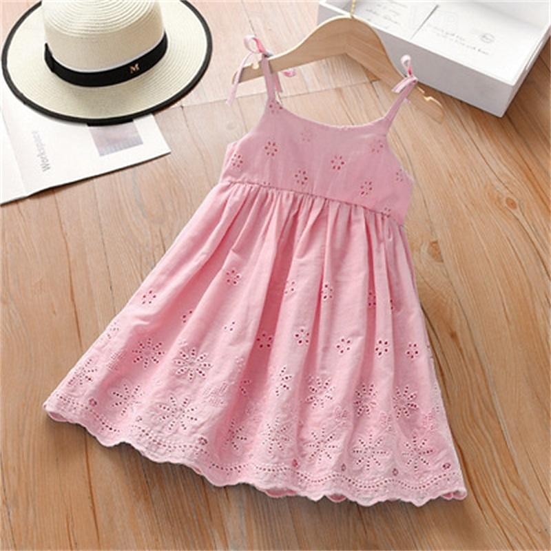 Niños Chica Vestido Color sólido Sin Mangas Fiesta Exterior Casual Moda Diario Poliéster Verano Primavera 2-13 años Rosa Azul cielo 2026 - $13.99 –P6