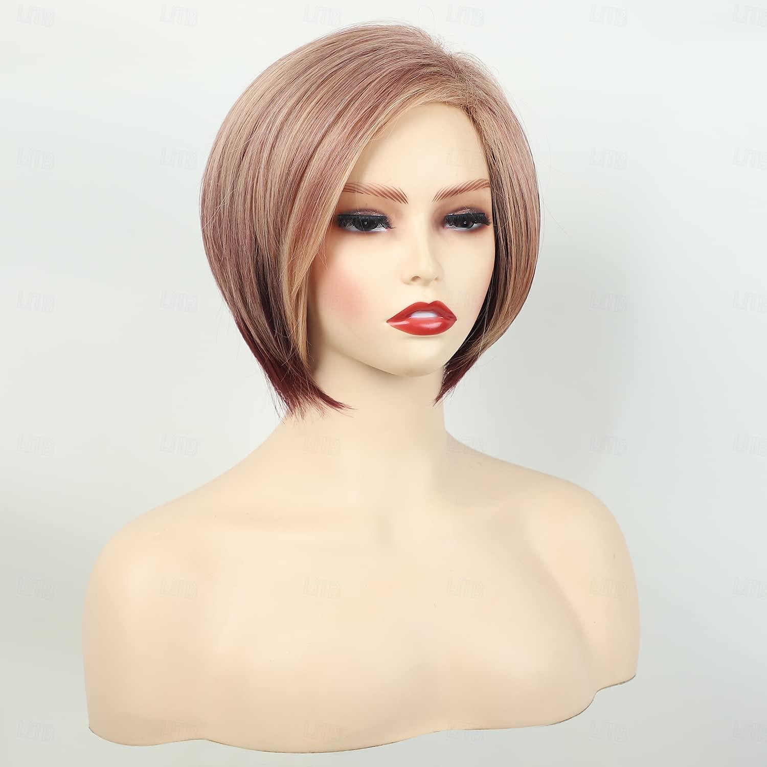 sidedel korte lag bob parykker for hvite kvinner blond blandet brun søt rett nisse bob parykk invertert bob parykk syntetisk halloween cosplay hår erstatning parykk 2025 - $7.99 –P2