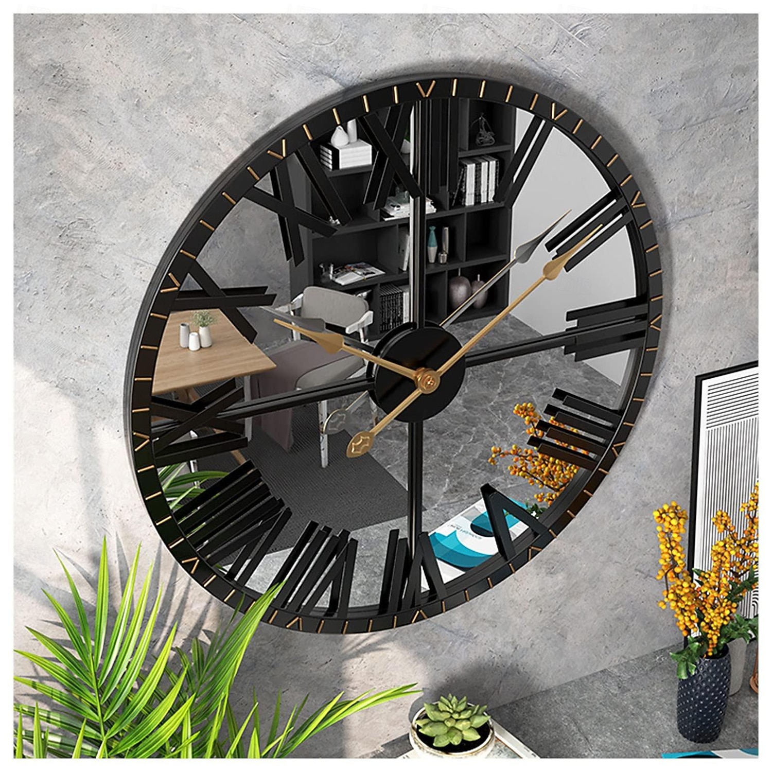 relógios de parede para sala de estar relógios de parede decorativos para decoração relógio de parede moderno espelhado com moldura de algarismos romanos relógios grandes para decoração de parede de de 2026 por $155.99 –P6