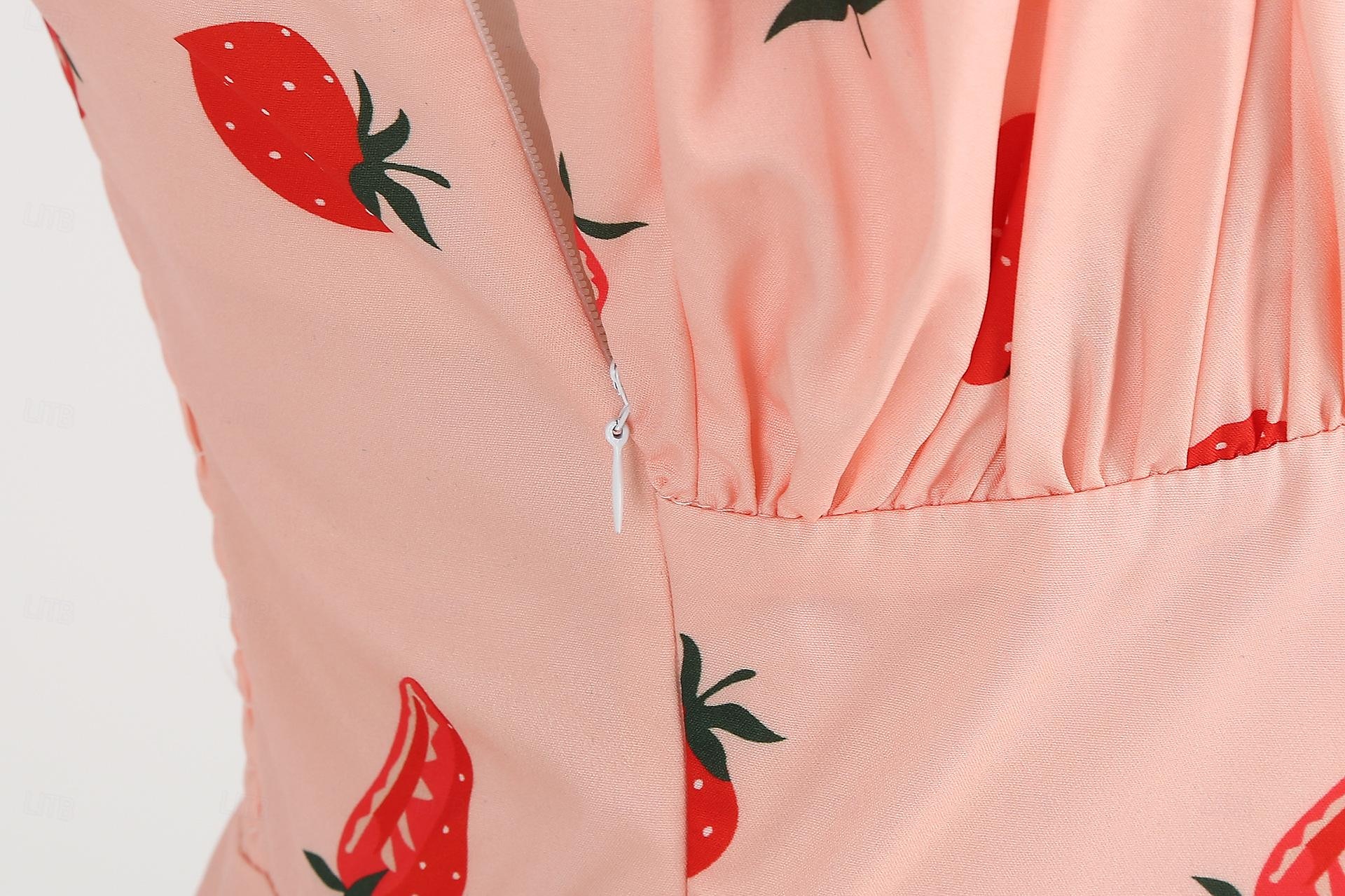 Retro 50. léta Rockabilly Ke kolenům Šaty Houpací šaty Flare šaty Lodičkový Květinový Ovoce Jahody Maškarní kostým Dámské Čajový dýchánek Běžné / Denní loučení se svobodou nevěsty Dospělí Šaty Šaty 2025 - $24.99 –P12