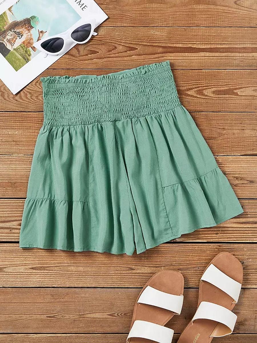 Жен. Шорты Skort Классический На каждый день Короткие Завышенная Полотняное плетение Оборки Эластичная талия Высокий вырез Воздухопроницаемость Мягкий Слабоэластичная На каждый день выходные 2025 - $18.99 –P6