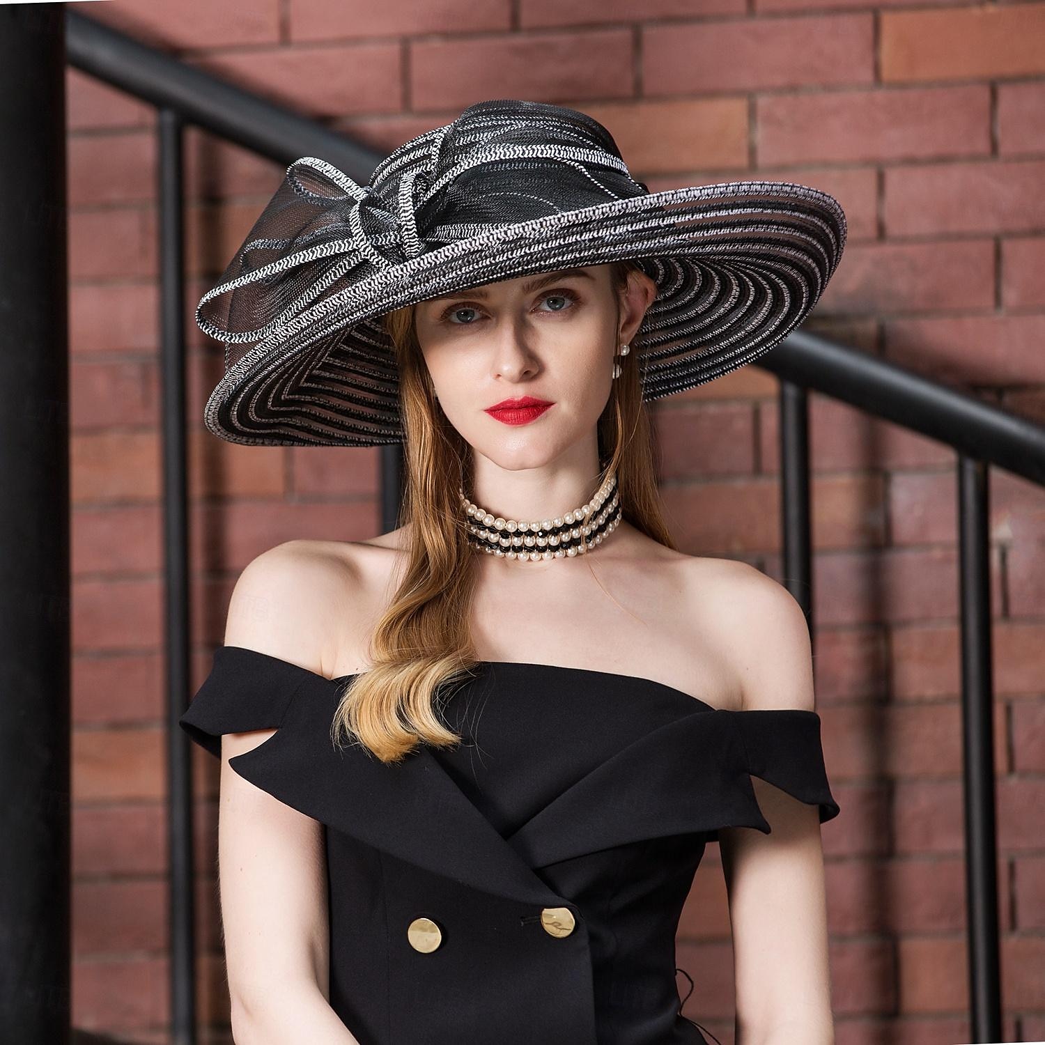 cappelli copricapo cappello a secchiello in fibra cappello floscio cappello da sole da sposa casual elegante matrimonio con copricapo bowknot copricapo del 2025 a $42.99 –P1