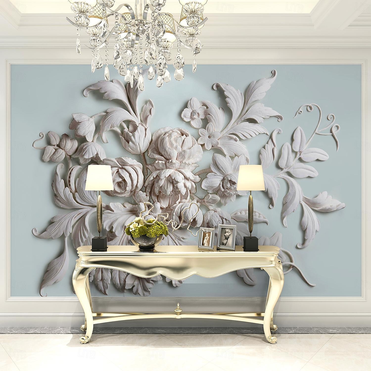 cool wallpapers 3d bloem wit behang muurschildering wandbekleding sticker verwijderbaar pvc/vinyl materiaal zelfklevend/klevend vereist muurdecor voor woonkamer keuken badkamer 2025 - $13.99 -P8