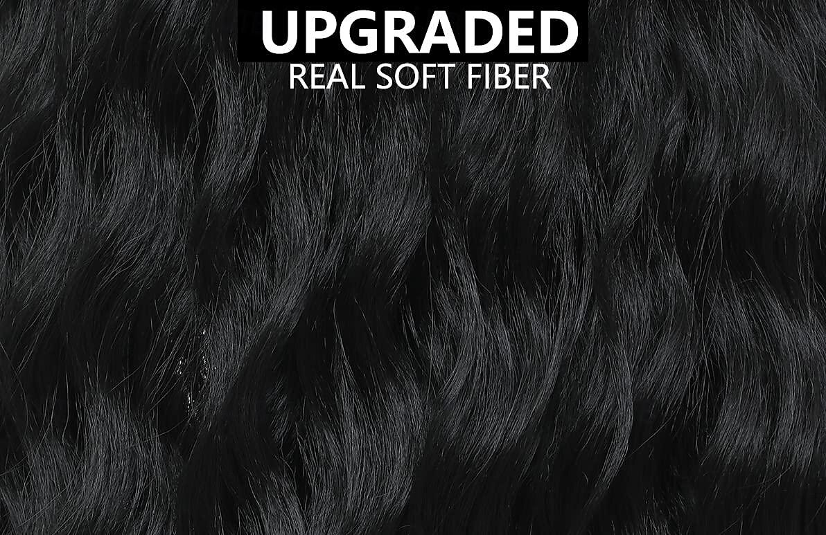 parrucche nere per le donne parrucche di capelli ricci ondulati lunghi da 18 pollici con frangia parrucche sintetiche di ricambio parrucca in fibra resistente al calore costume da festa del 2025 a $19.99 –P6