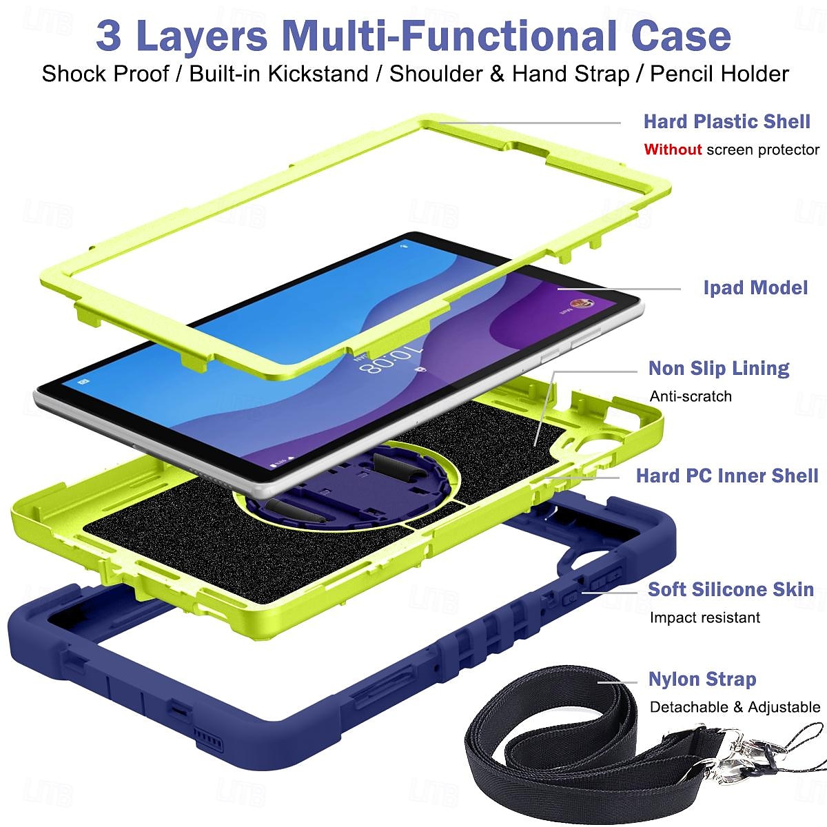 Tablet Case Cover For Lenovo M10 HD 2nd Gen 10.1" TB-X306 Portable Handle 360° Rotation Armor PC Silicone 2025 - $29.99 –P8