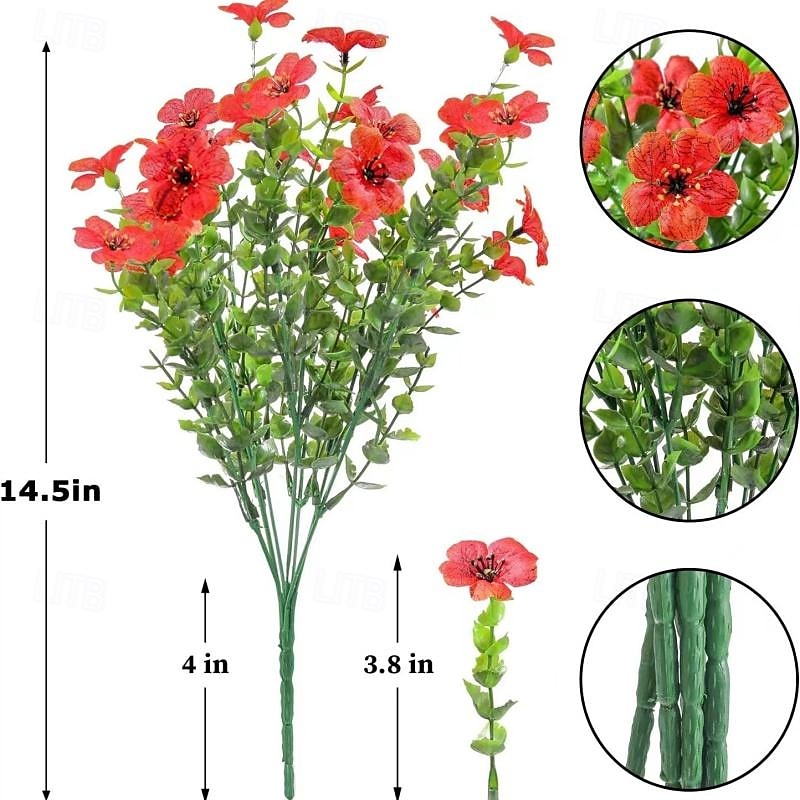 2025年 10 枝の屋外用造花、7 本の茎のユーカリ、紫のスミレ、装飾センターピースやフラワーアレンジメント用のリアルな花束  コレクション – $21.99 –P9