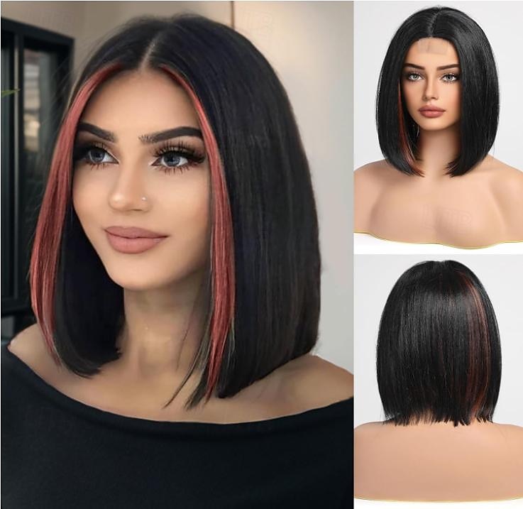 peruca bob frente de renda curta peruca bob fibra resistente ao calor combina perfeitamente com 12 polegadas cobre marrom marrom loiro claro loiro preto loiro de 2025 por $18.49 –P8