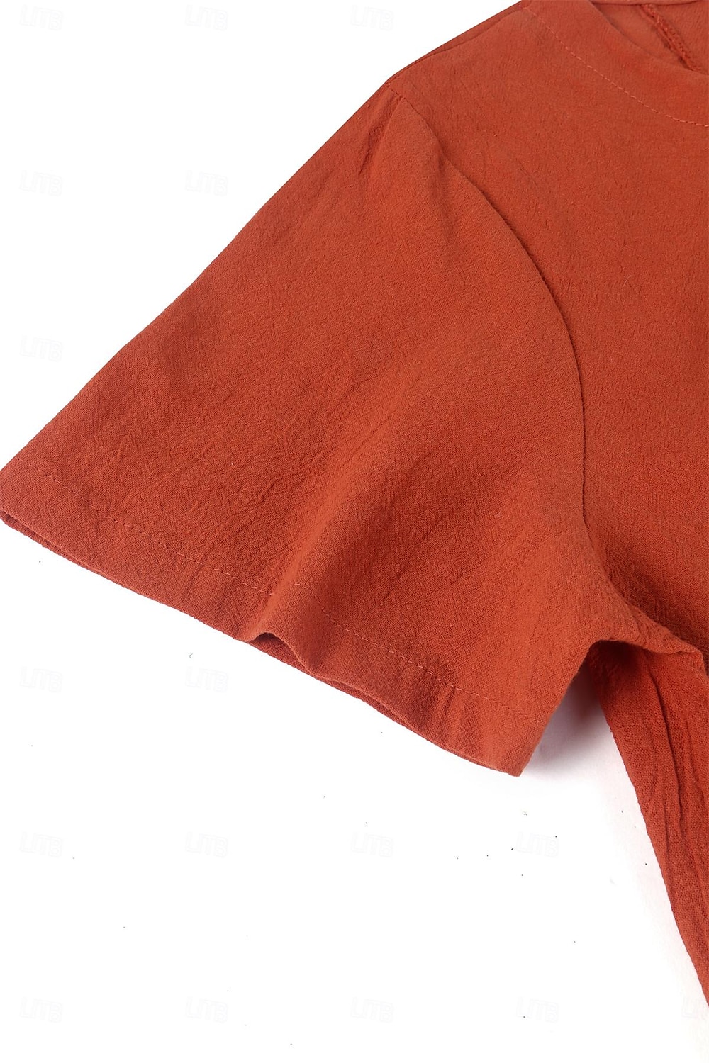 Damsza lniana koszula bluzka z kwiatowym wzorem moda uliczna krótki rękaw okrągły dekolt regularne topy lniana na urlop codzienne na wyjście niebieska zielona lato wiosna 2025 - $22.99 –P4