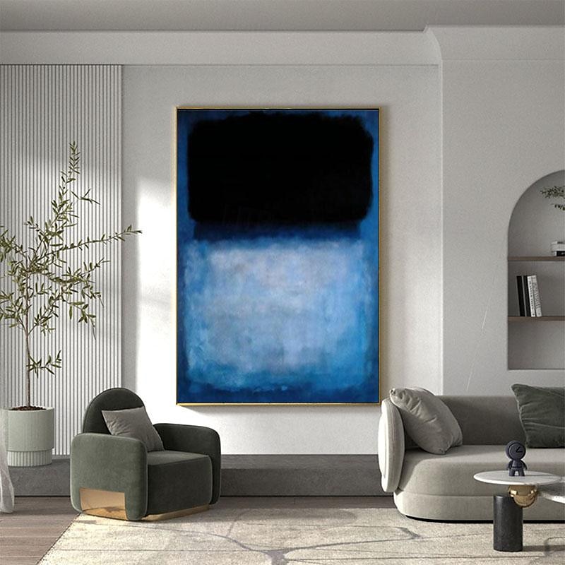 käsinmaalattu taivaansininen merkki rothko kangasmaalaus abstrakti taide sisustus moderni seinätaide nykymaalaus kodin sisustus lahja venytetty kehys valmis ripustettavaksi 2025 - $139.99 –P9