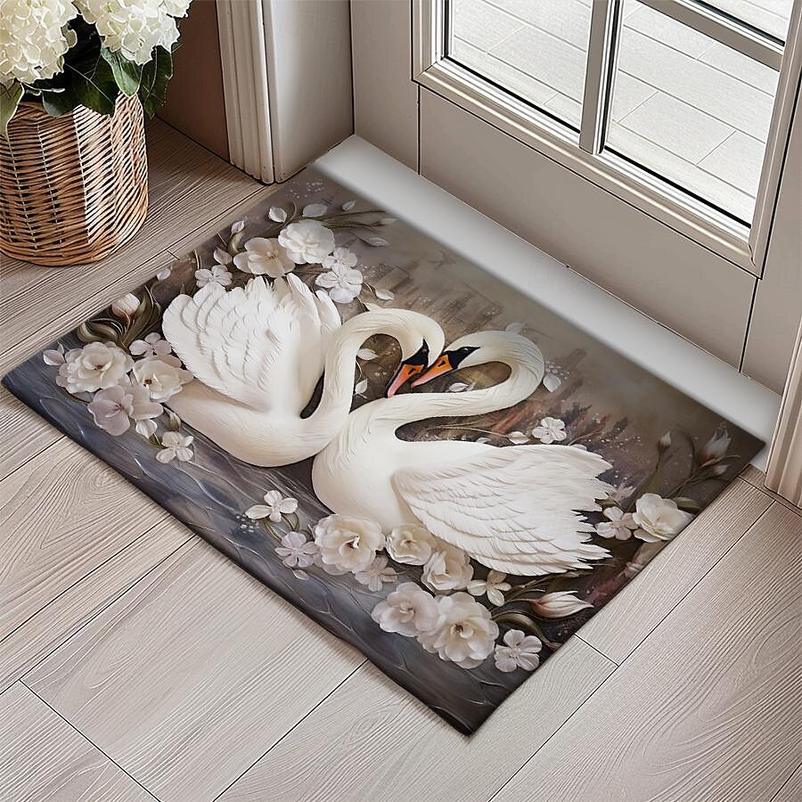 Schwanenblumen Fußmatte Küchenmatte Bodenmatte rutschfester Bereich Teppich Ölfester Teppich Indoor Outdoor Matte Schlafzimmer Dekor Badezimmermatte Eingangsbereich Teppich 2025 - $15.49 –P14