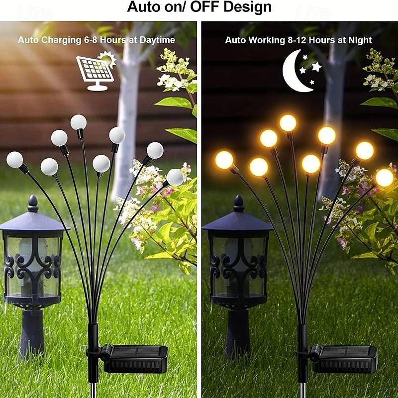 1pc Outdoor Solar Firefly Swaying Light 8 LED for Garden Yard Patio Pathway Decorations Outdoor 2025 - $11.49 –P1