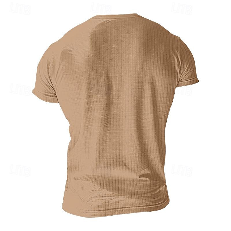 Men's Button T Shirt T Shirt Henley Shirt Tee Short Sleeve V Neck Spring & Summer Plain Pit Strip Fashion Designer Basic Vacation Street Going out Wine Black White Top Tee for Men 2025 - $12.49 –P16