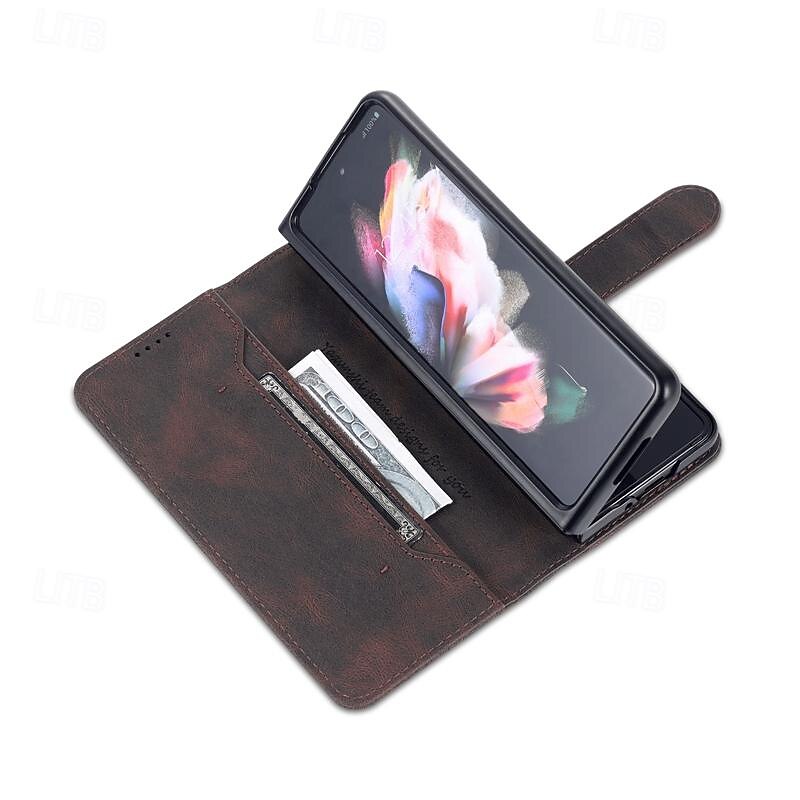 телефон Кейс для Назначение SSamsung Galaxy Z-образный сгиб 7 Z-сгиб 6 Z Fold 5 Z Fold 4 Z Fold 3 Кошелек для карт Полная защита тела Разъем для карты Защита от удара Ретро ПК Кожа PU 2025 - $15.99 –P8