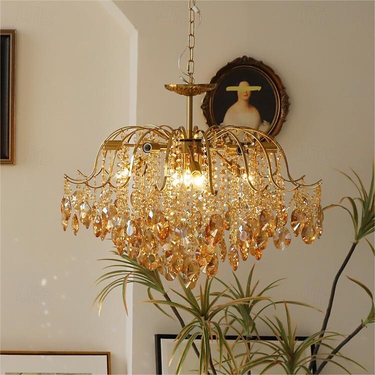 Kronleuchter Deckenleuchte 1 Kopf warmes Licht 50/65/80 cm Kristalllampe Zweig Eisen Vollspektrum romantisches Retro-Licht Luxus Schlafzimmer Esszimmer Wohnzimmer 110–240 V 2025 - $549.99 –P2