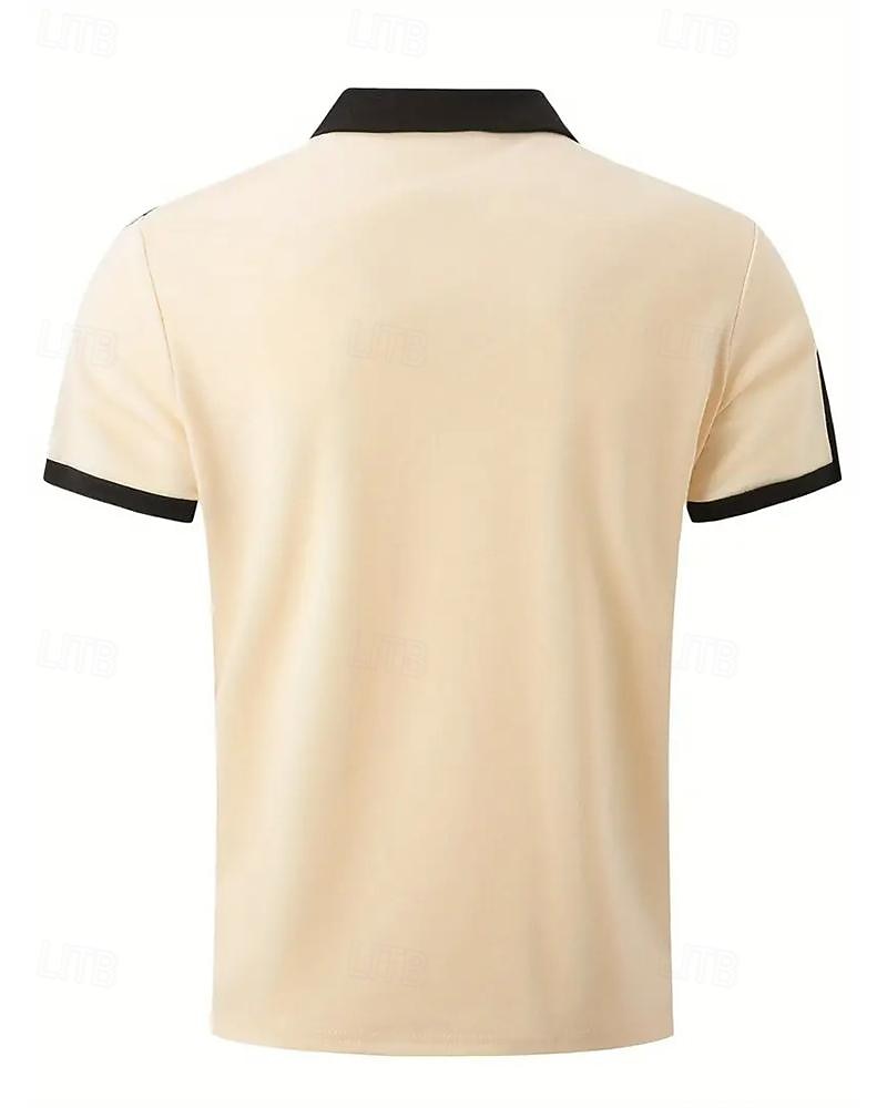 Men's Golf Shirt Golf Polo Work Casual Lapel Short Sleeve Basic Modern Color Block Patchwork Button Spring & Summer Regular Fit Wine Navy Blue sky blue Gold Beige Coffee Golf Shirt 2025 - $18.99 –P9