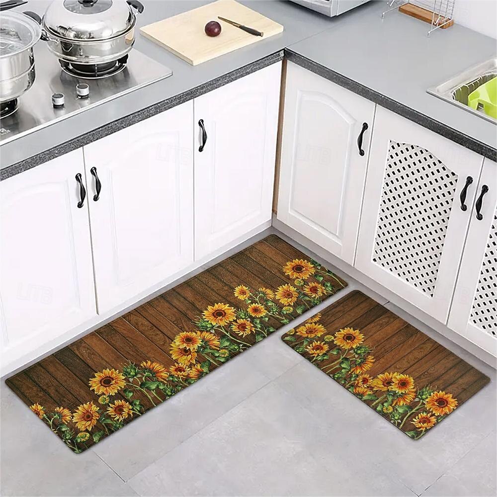 girasoli in legno plat zona tappeto cucina tappetino antiscivolo a prova di olio tappetino soggiorno tappeto indoor outdoor mat arredamento camera da letto tappetino da bagno tappeto d'ingresso porta del 2025 a $19.49 –P1