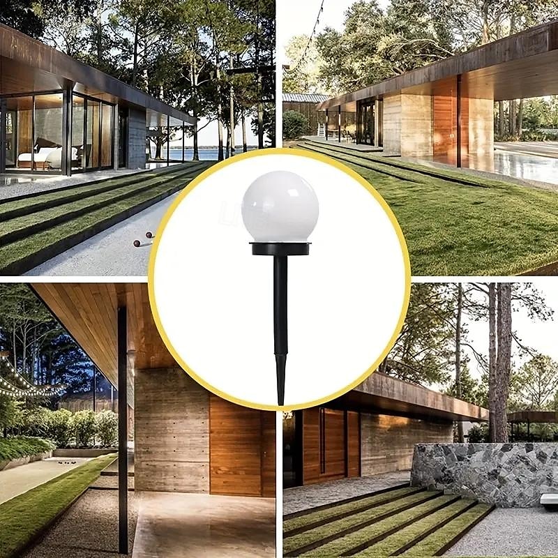 3 Stück Solar-Gartenlicht, kleines weißes Kugellicht, rundes Kugellicht, LED-Außendekoration, Landschaftsgarten, Villa, Rasenlicht, Bodensteckerlicht, wasserdicht 2025 - $24.99 –P8