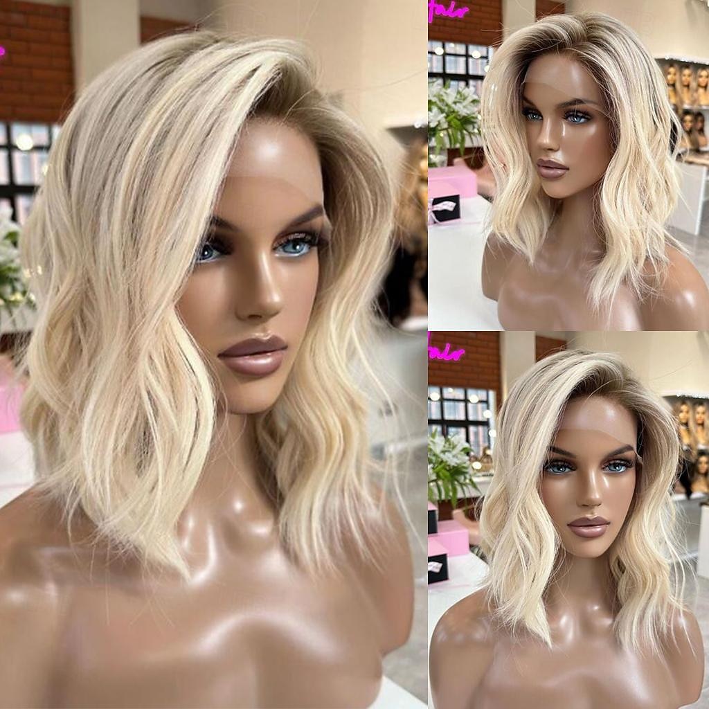 Cabelo virgem não processado 13x4 Lace Front Peruca Bob curto Cabelo Brasileiro Ondulado Multi Cores Peruca 130% 150% Densidade do Cabelo com o cabelo do bebê Cabelo Ombre Sem cola Pré-depenado Para de 2025 por $258.99 –P4