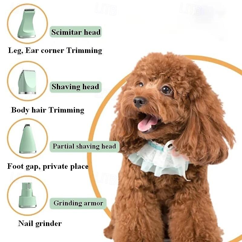 2025年 4-in-1 多機能電動ペット犬猫バリカン、グルーミング用、コードレス犬用シェーバーバリカン、トリマー、爪やすり、低騒音ペットグルーミングツール  コレクション – $39.99 –P4