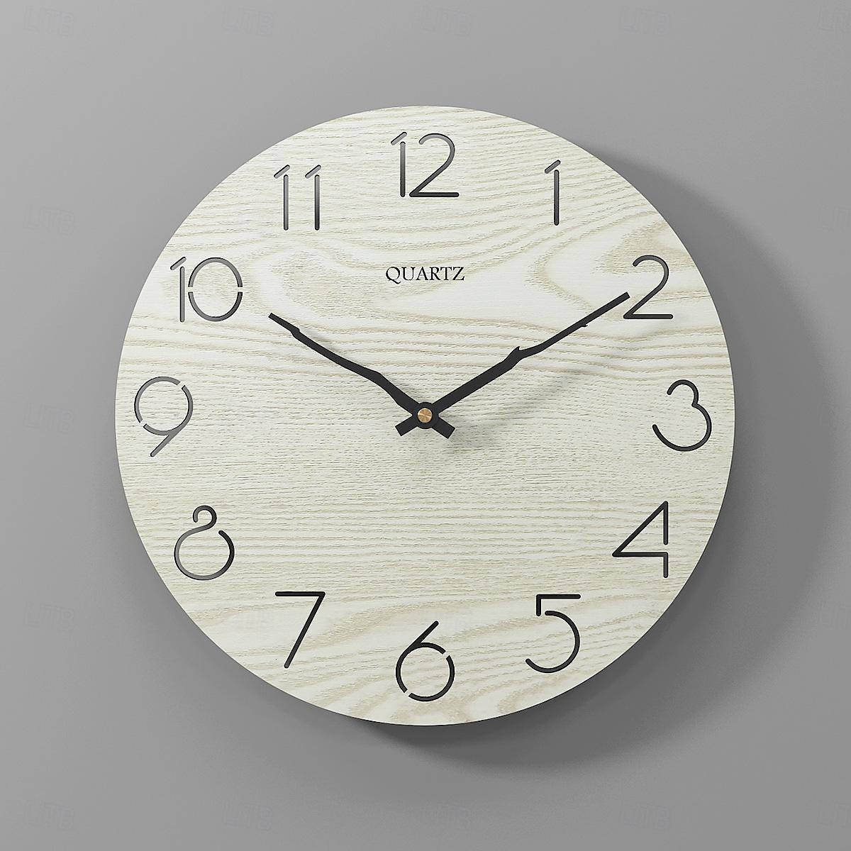 moderni seinäkello, luova koristeellinen pohjoismainen hirsityylinen seinäkello arabialaiset numerot seinäkello moderni valkoinen puu yksinkertainen pyöreä seinäkello 30cm 2025 - $51.99 –P9