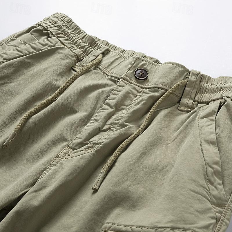 Men's Tactical Shorts Cargo Shorts Shorts Buttons Drawstring Elastic Waist Plain Wearable Short Outdoor Daily Going out Fashion Classic Black Army Green 2025 - $35.99 –P6