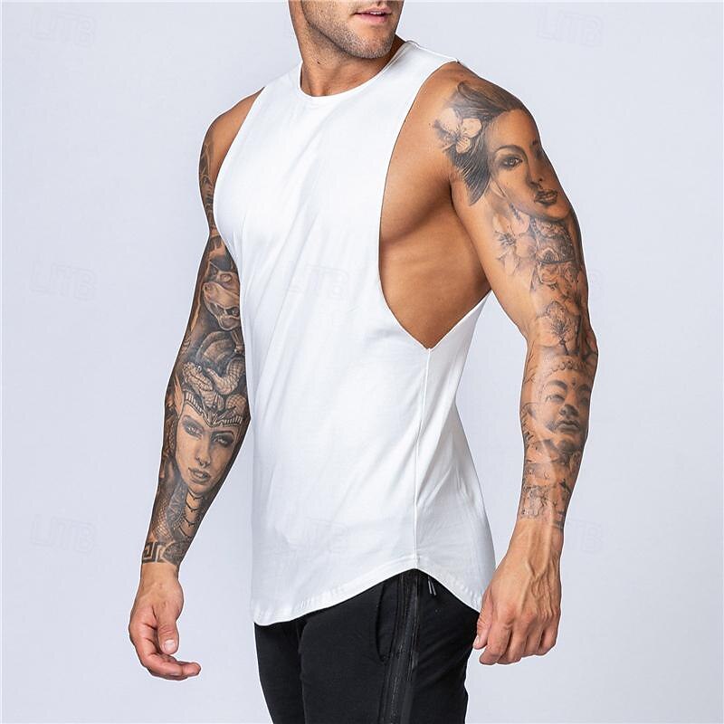 Herr Linne Undertröjor Ärmlös tröja Ärmlös Rund hals Vår & sommar Slät Mode Designer Grundläggande Semester Gata Utekväll Svart Vit Topp t-shirt för män 2025 - $14.49 –P1