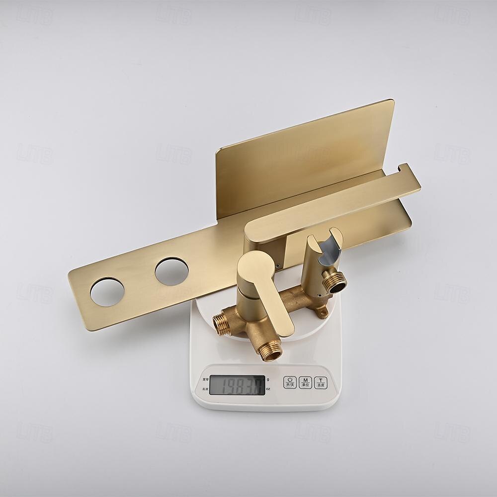 Brushed Grey Bidet Sprayer Concealed Button Brass Valve with Commodity Shelf Paper Holder Plastic Sprayer PVC Hose 2025 - $283.49 –P11