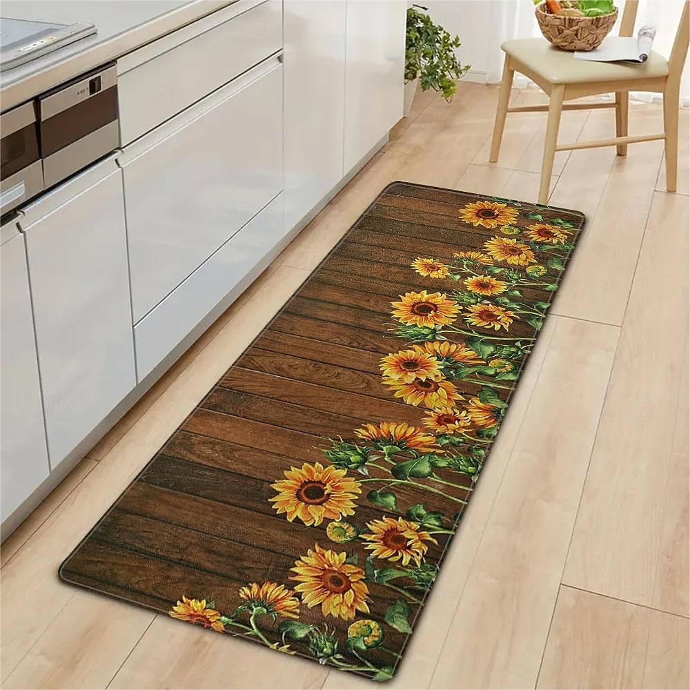 girasoli in legno plat zona tappeto cucina tappetino antiscivolo a prova di olio tappetino soggiorno tappeto indoor outdoor mat arredamento camera da letto tappetino da bagno tappeto d'ingresso porta del 2025 a $19.49 –P3