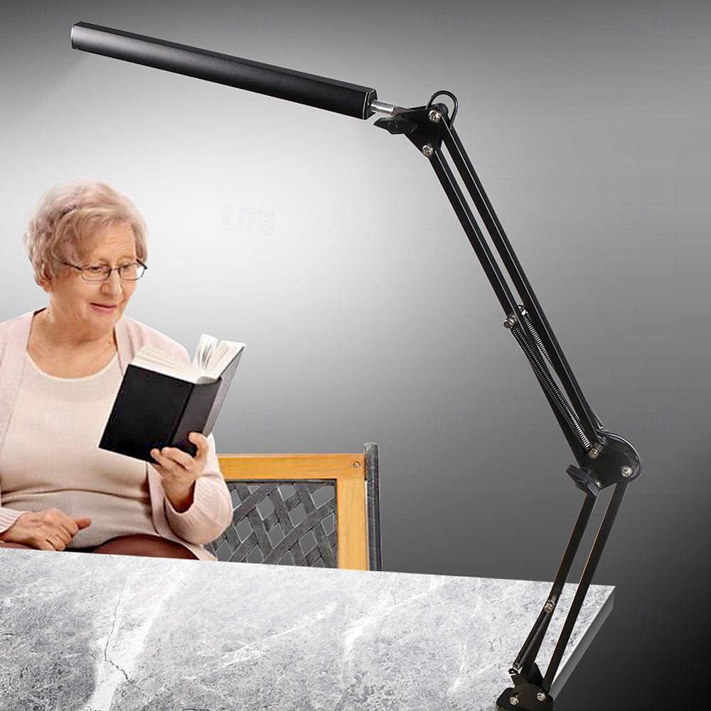 led-bureaulamp zwenkarm bureaulamp met klem 3 verlichting 10 helderheid oogzorgmodi lezen bureaulampen voor thuiskantoor 360spin met usb-adapter & geheugenfunctie zwart-12w 2025 - $37.99 –P4