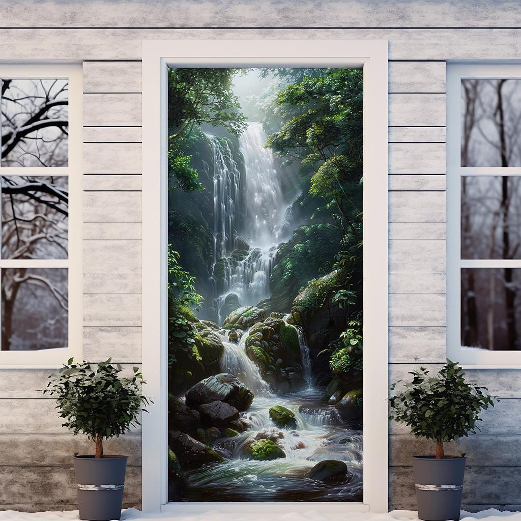 paysage cascade porte couvre porte tapisserie porte rideau décoration toile de fond porte bannière pour porte d'entrée ferme vacances fête décor fournitures de 2026 ? $26.99 –P8