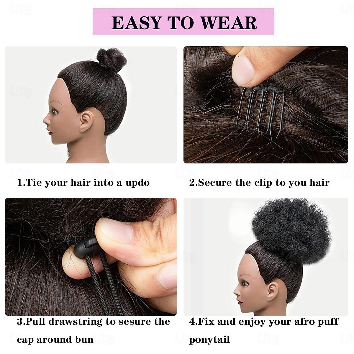 Queue de cheval bouffante avec cordon de serrage, extensions de cheveux synthétiques courtes, crépues et bouclées, postiches chignons pour femmes noires et filles de 2025 ? $10.49 –P5