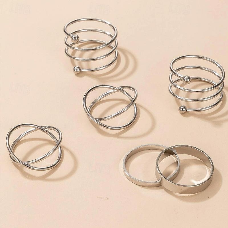 Ensemble d'anneaux Bagues For Femme Mariage Soirée Cadeau Alliage Le style rétro de 2025 ? $2.49 –P5