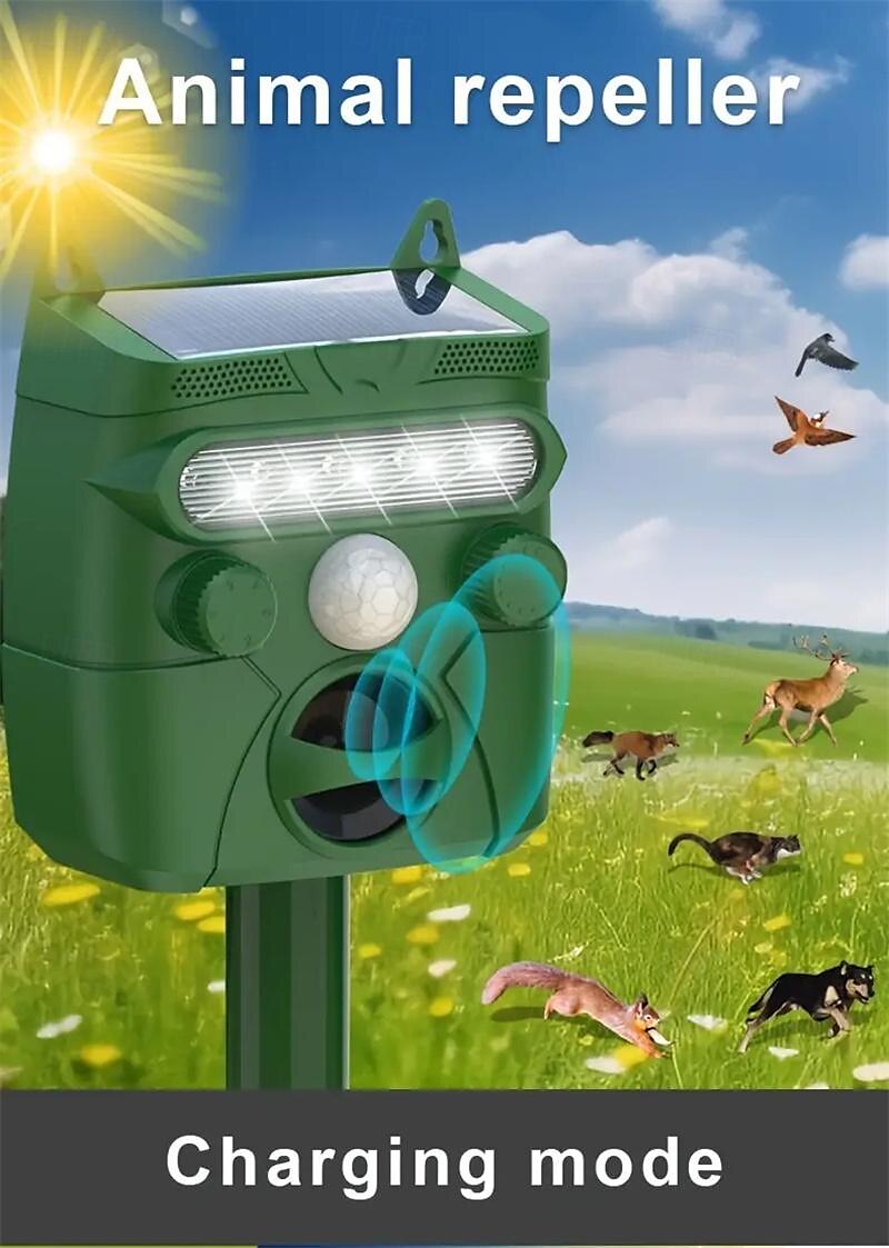 2025年 動物を追い払うための 5 つの動作モード、感度調整ボタン、LED フラッシュを備えたソーラー駆動の動物撃退器。大型動物の撃退には適していません。  コレクション – $29.99 –P1