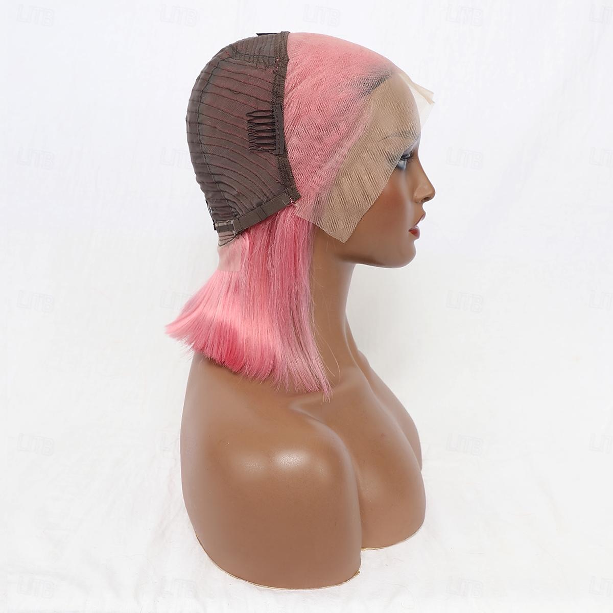 Pink# Human Hair Wig 13*4 Short BOBO Lace Wig Straight Human Hair 150% Density 2026 - $165.99 –P4