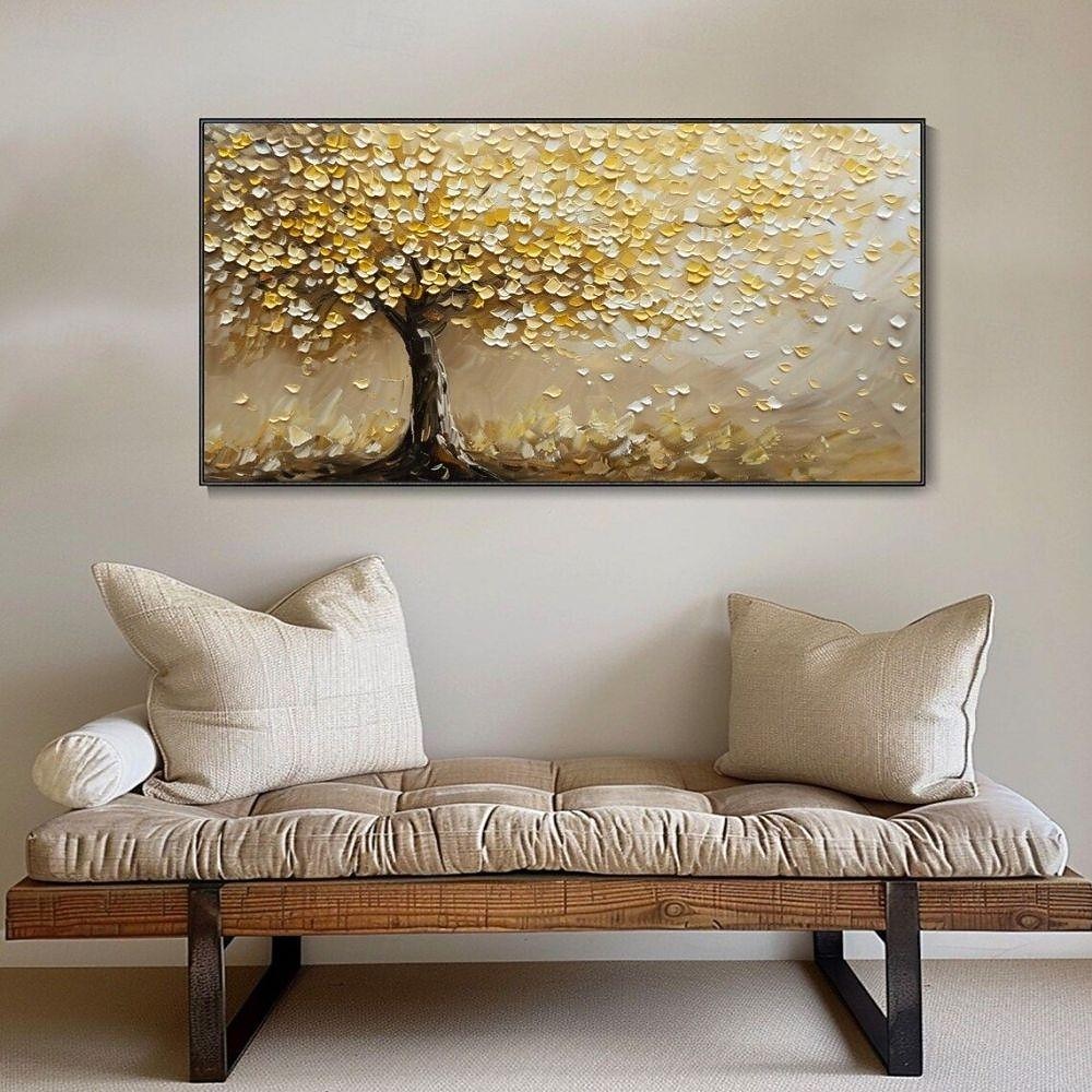 Handmade Oil Painting Canvas Wall Art Decoration Golden Tree Landscape ...