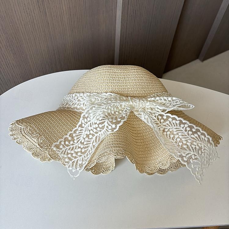 Sombreros Acrílico / Algodón Hebra Sombrero de copa Sombrero para el sol Casual Festivos Elegante Retro Con Cintas Color Puro Celada Sombreros 2025 - $18.99 –P3