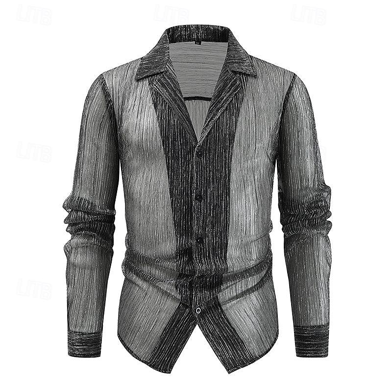 Per uomo Camicia Camicia Estiva Camicia casual Camicia da Spiaggia Camicia con Bottoni Grigio Manica Lunga Blocco di colori Collo Camp Vacanza Camicia hawaiana Bottonato Abbigliamento Moda Casual del 2025 a $25.99 –P6