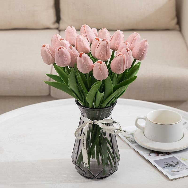10 fiori artificiali di tulipani in PU realistici: perfetti per decorazioni domestiche, decorazioni nuziali ed eventi - tulipani dall'atmosfera realistica per una maggiore eleganza del 2025 a $12.99 –P20